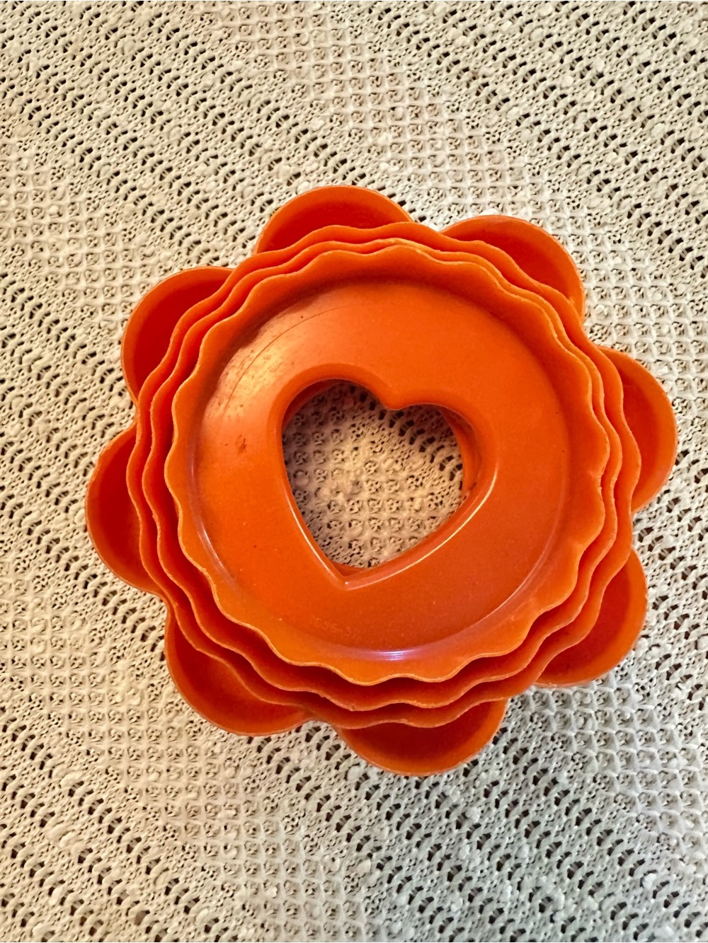 Vintage Tupperware Orange Double Sided Nesting Cookie Cutters Set of 4